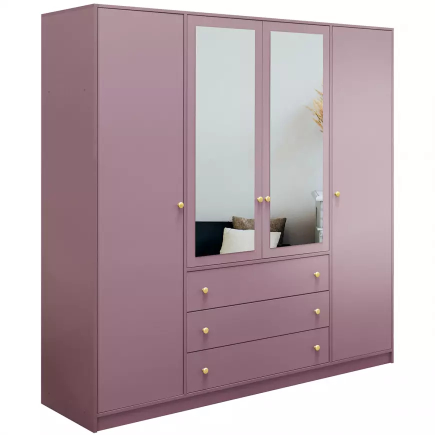 Szafa kombinowana 196 JOELE z lustrem – śliwka