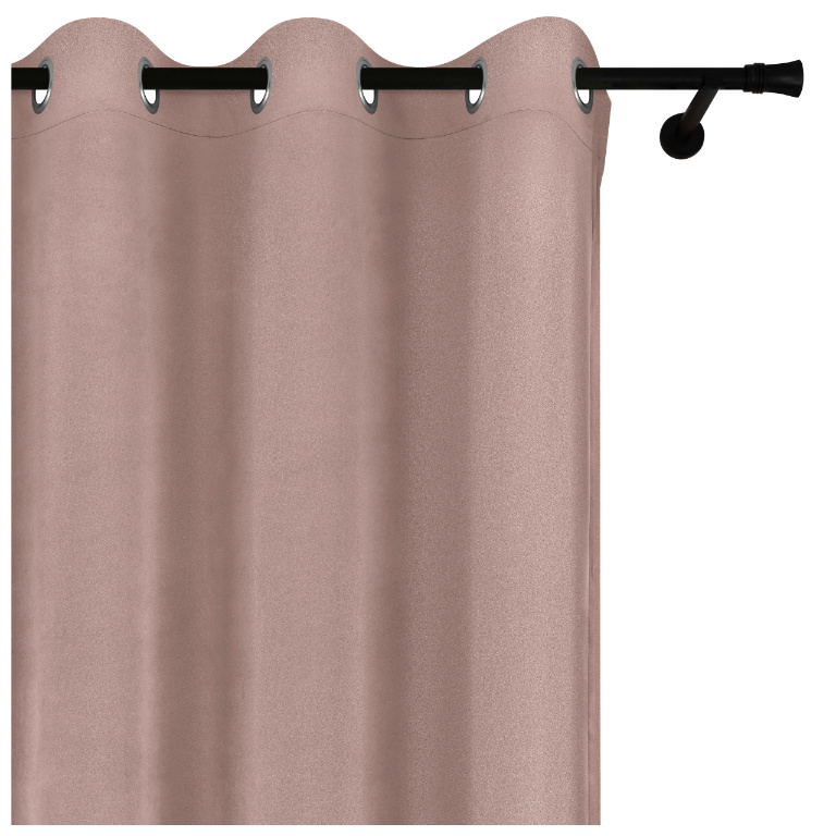 Voppi Krótka zasłona okienna na przelotkach 140 x 160 cm gruba beżowa zasłona welurowa do pokoju salonu sypialni