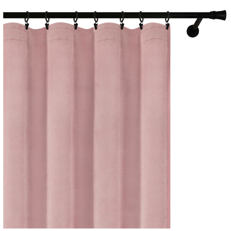 Voppi Zasłona welurowa na taśmie marszczącej 140 x 240 cm pudrowy róż elegancka zasłona dekoracyjna półzaciemniająca