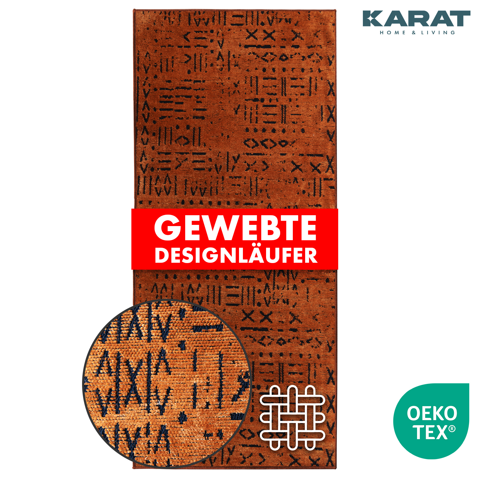 Bieżnik dywanowy Vena Wysokiej jakości splot żakardowy z wzorem Terra 80 x 350 cm