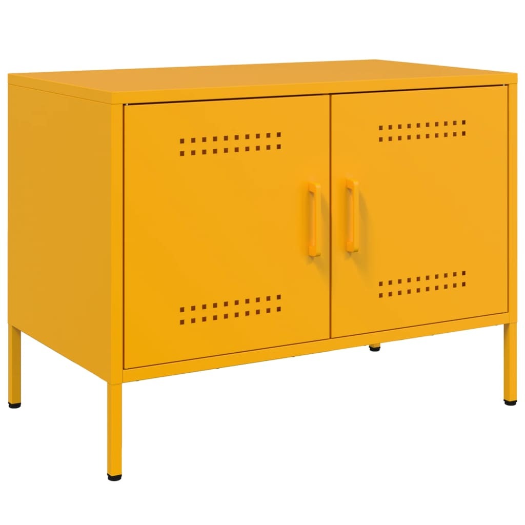 vidaXL Szafka pod telewizor musztardowo-żółta 68x39x50,5 cm stalowa