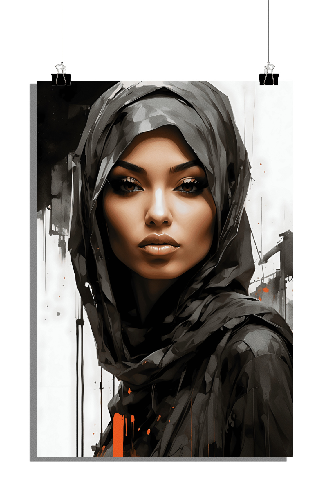 Plakat Hidżabi - Plakat Kobieta - Stylowy Plakat - Plakat Kulturalny - Plakat Akwarela - 51x71cm - Idealny do oprawienia w ramkę