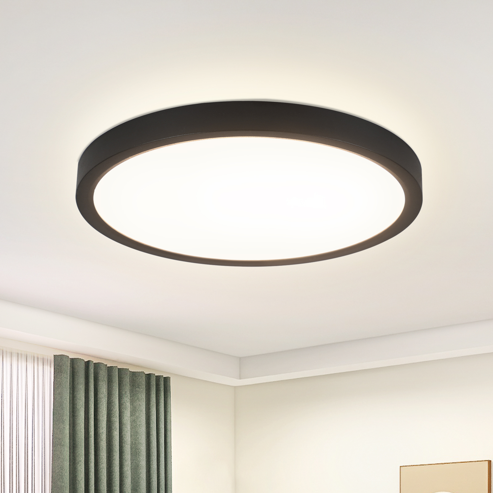 ZMH lampa sufitowa czarna LED lampa łazienkowa płaska 15W lampa kuchenna lampa do przedpokoju 4000K oświetlenie sufitowe kuchenne okrągła lampa do sypialni mała Ø18cm przedpokój łazienka