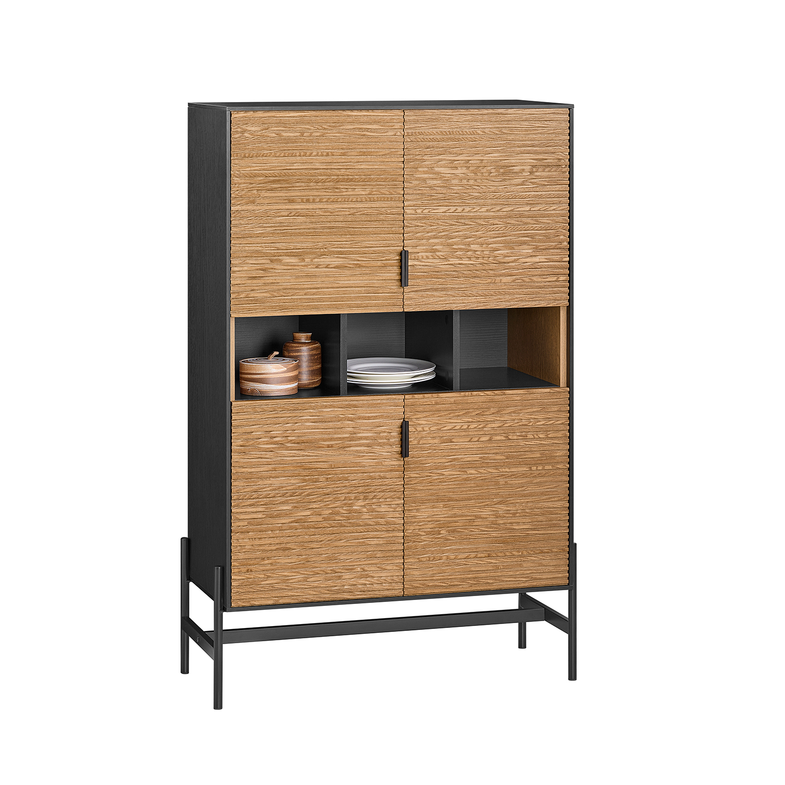 SoBuy HFSB03-SCH Kredens Szafka kuchenna Komoda Szafka do przedpokoju Szafka na buty Komoda kuchenna Szafka do przechowywania Szafka pod TV Czarna WD ok. 84x132x40cm