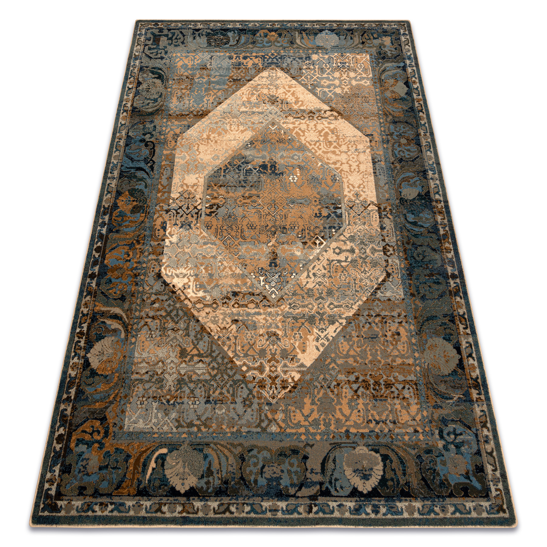 Dywan wełniany OMEGA SENEH Vintage koniak wielokolorowy 235x350 cm