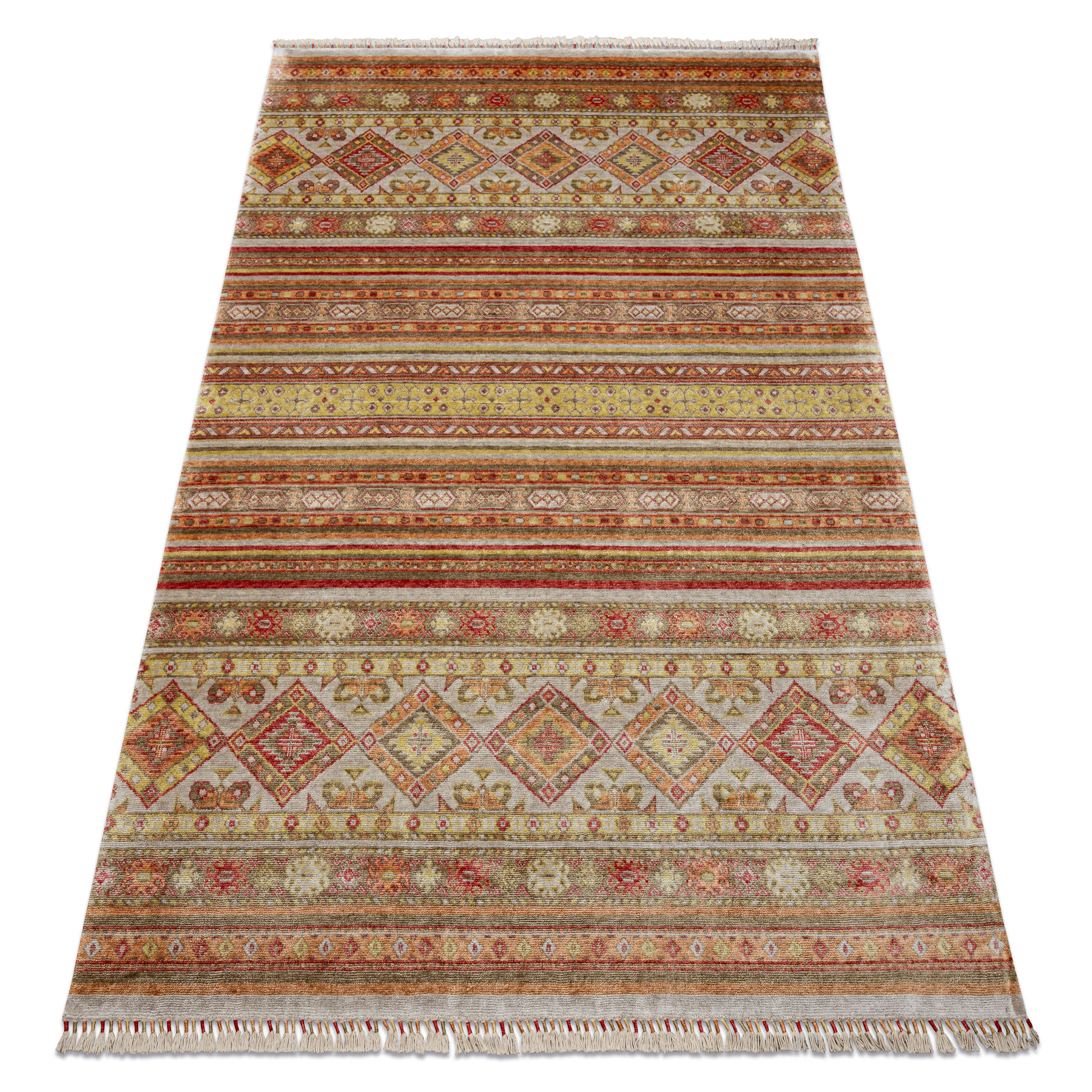 Dywan HERIZ A0986B Orientalny beż / bordo - z bambusowej przędzy, ekskluzywny, stylowy beżowy 170x240 cm