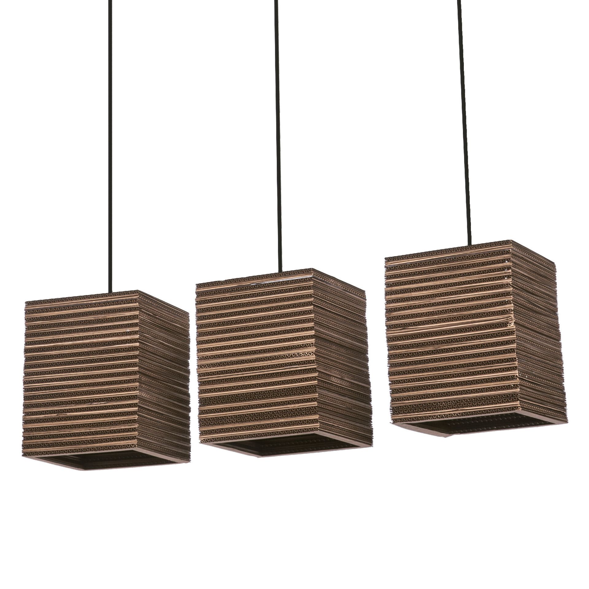 Lampa wisząca LEDVANCE 3-light Decor Cardboard Square brązowa wykonana z tektury falistej, E27, długość 830 mm, klosz wykonany z materiału pochodzącego z recyklingu, ekologiczna dzięki wymiennemu źródłu światła, łatwy montaż