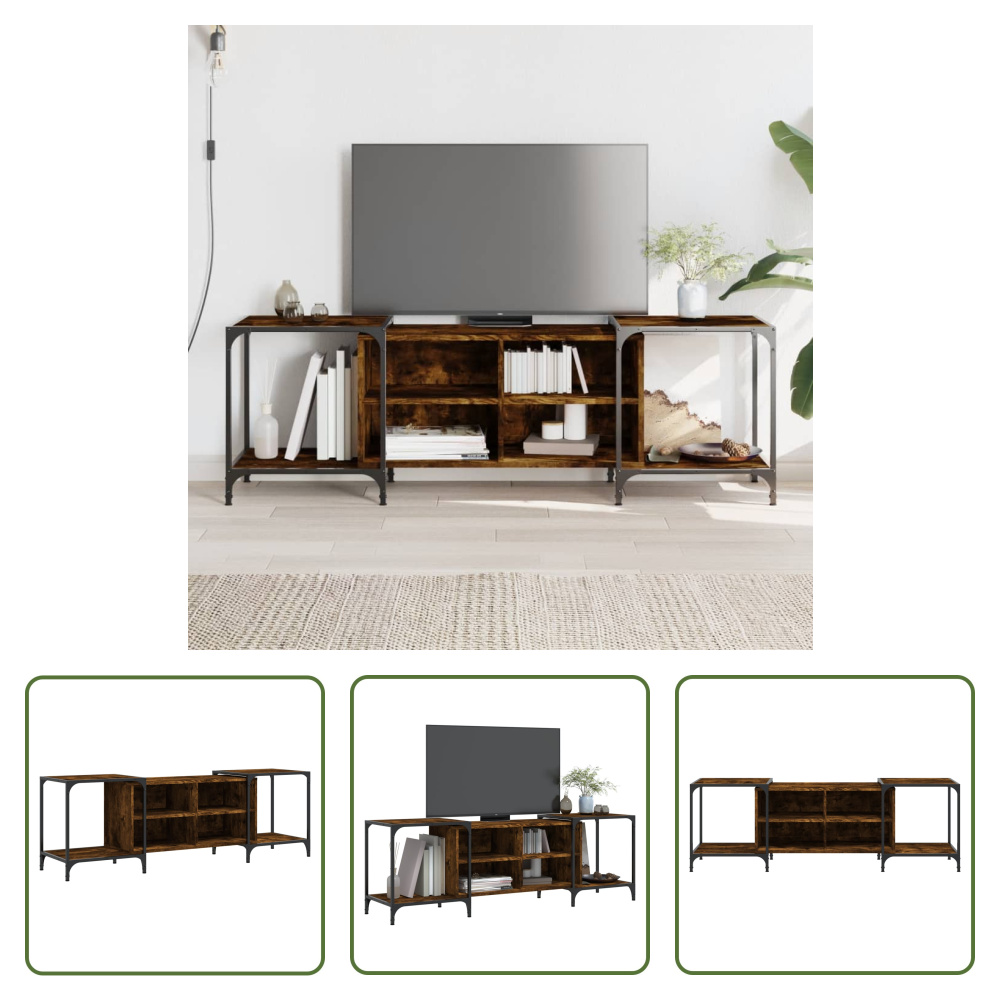 The Living Store szafka pod telewizor dąb wędzony 153x37x50 cm materiał drewnopochodny