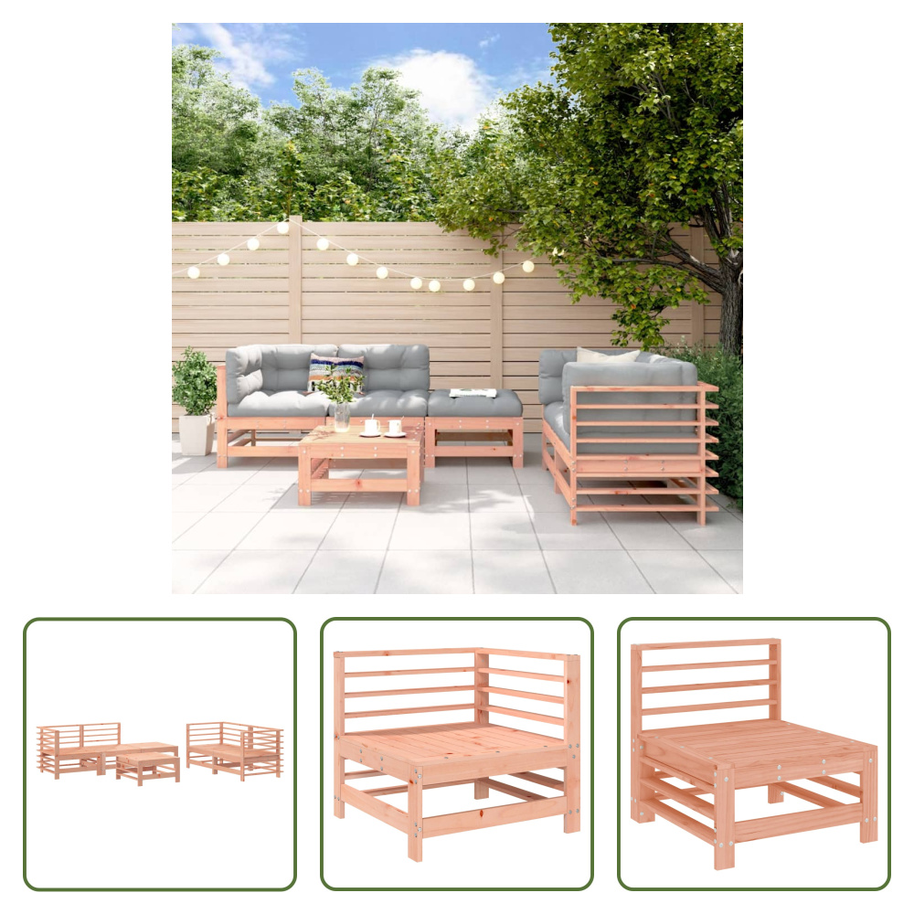 The Living Store 6-cz. Zestaw wypoczynkowy do ogrodu z litego drewna daglezji