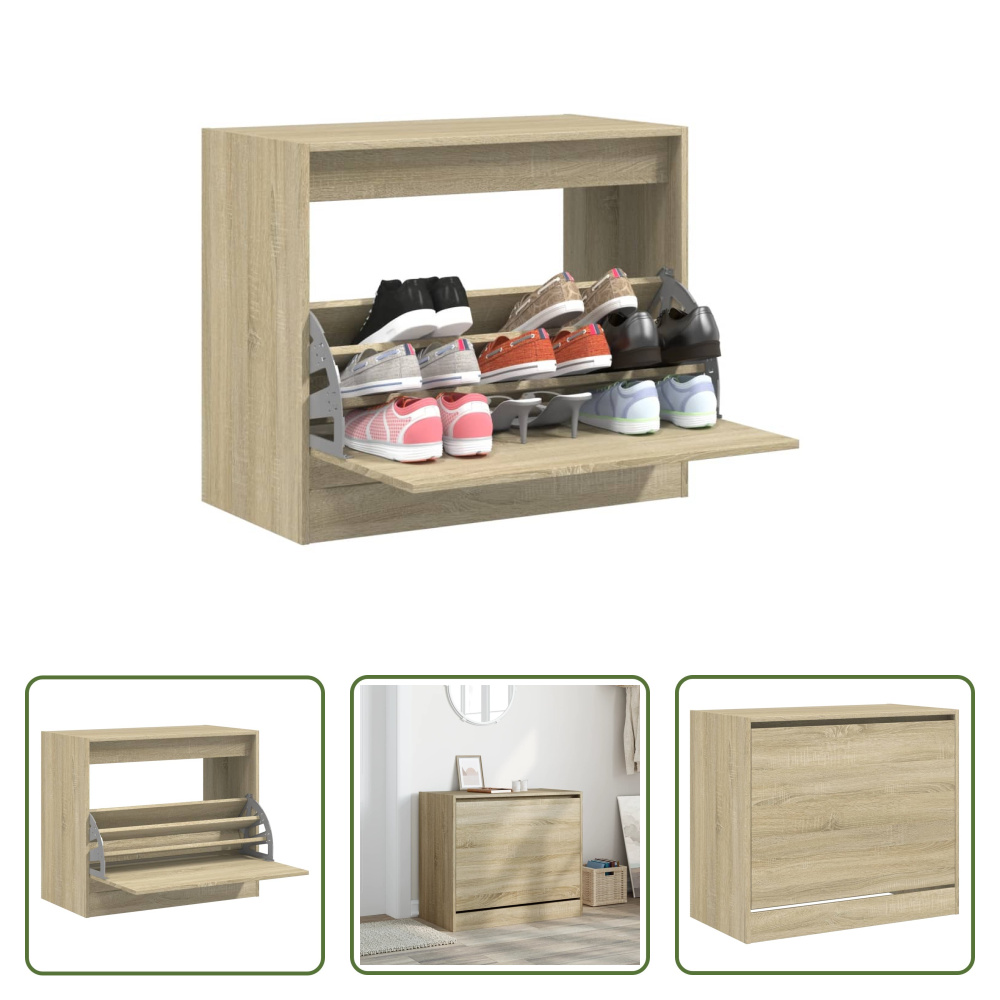 The Living Store szafka na buty dąb sonoma 80x42x69 cm materiał drewnopochodny
