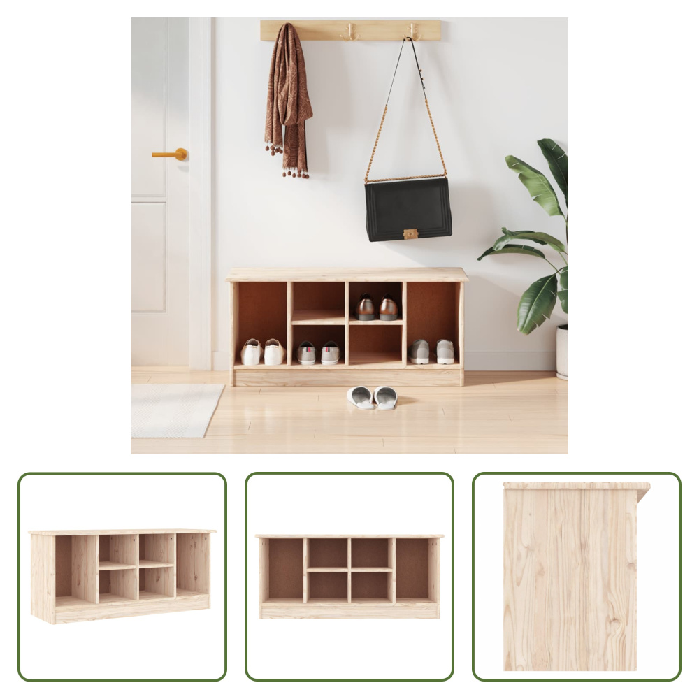 The Living Store Ławka na buty ALTA 100x35x45 cm lite drewno sosnowe