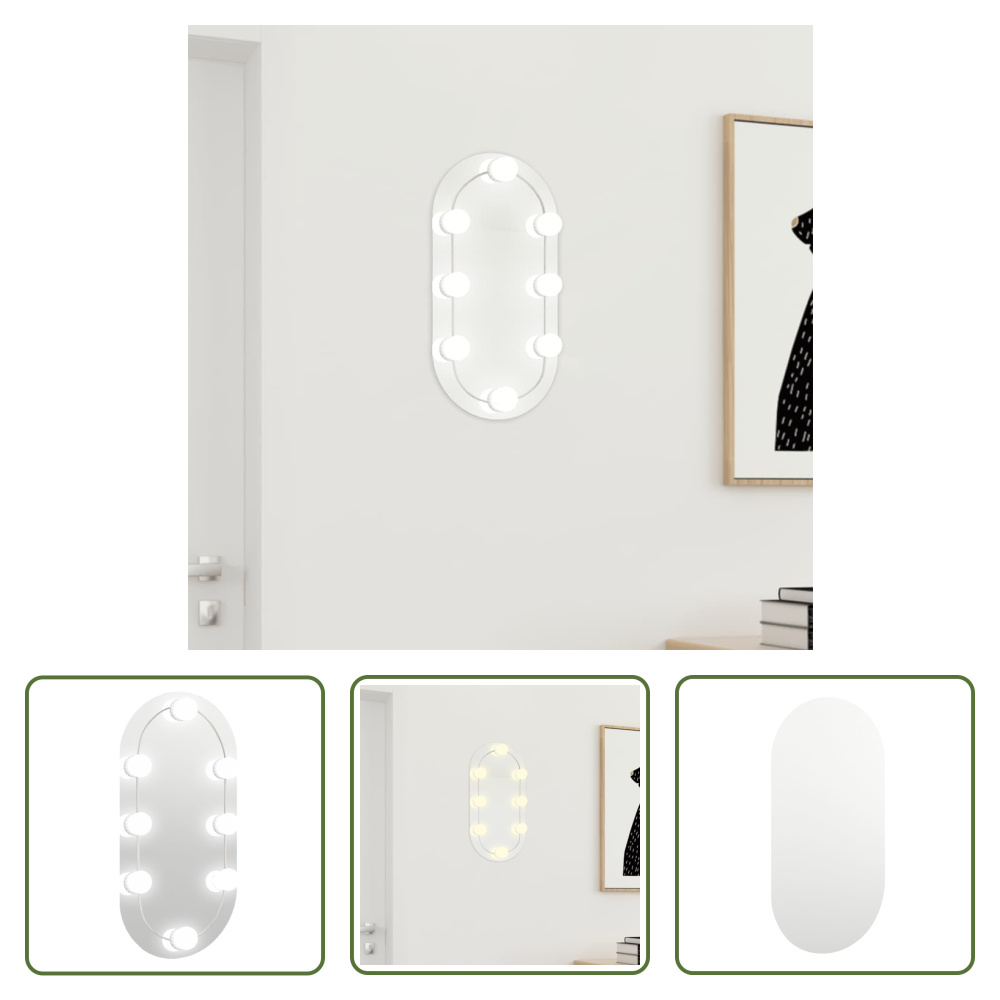 The Living Store Lustro z oświetleniem LED 40x20 cm szklane owalne