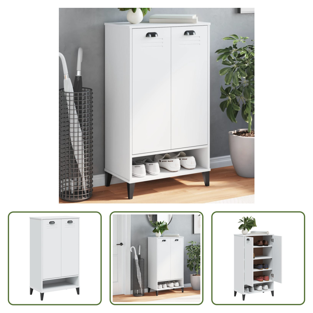 The Living Store Szafka na buty VIKEN Biały Materiał drewnopochodny