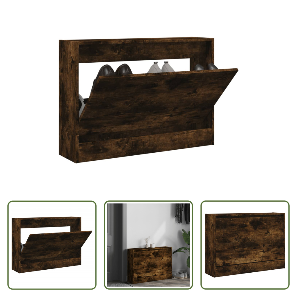 The Living Store Szafka na buty dąb wędzony 80x21x57 cm Materiał drewnopochodny