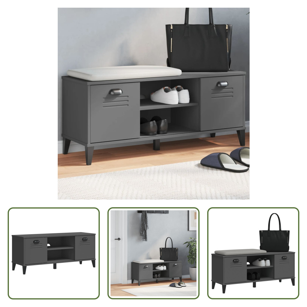 The Living Store Ławka na buty VIKEN antracyt 106x35x45 cm Materiał drewnopochodny