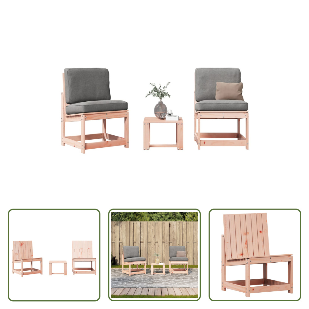 The Living Store 3-pc. Zestaw wypoczynkowy do ogrodu z litego drewna daglezji