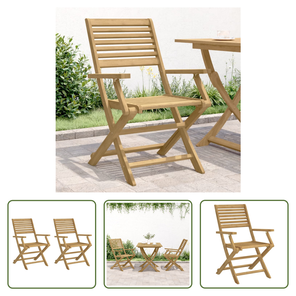 The Living Store Krzesła ogrodowe 2 szt. Składane 54,5x61,5x86,5cm lite drewno akacjowe