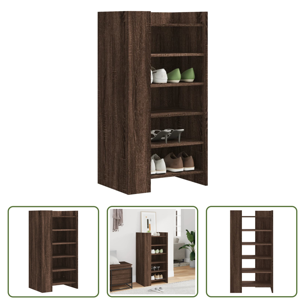 The Living Store Szafka na buty dąb brązowy 52x37,5x100 cm Materiał drewnopochodny
