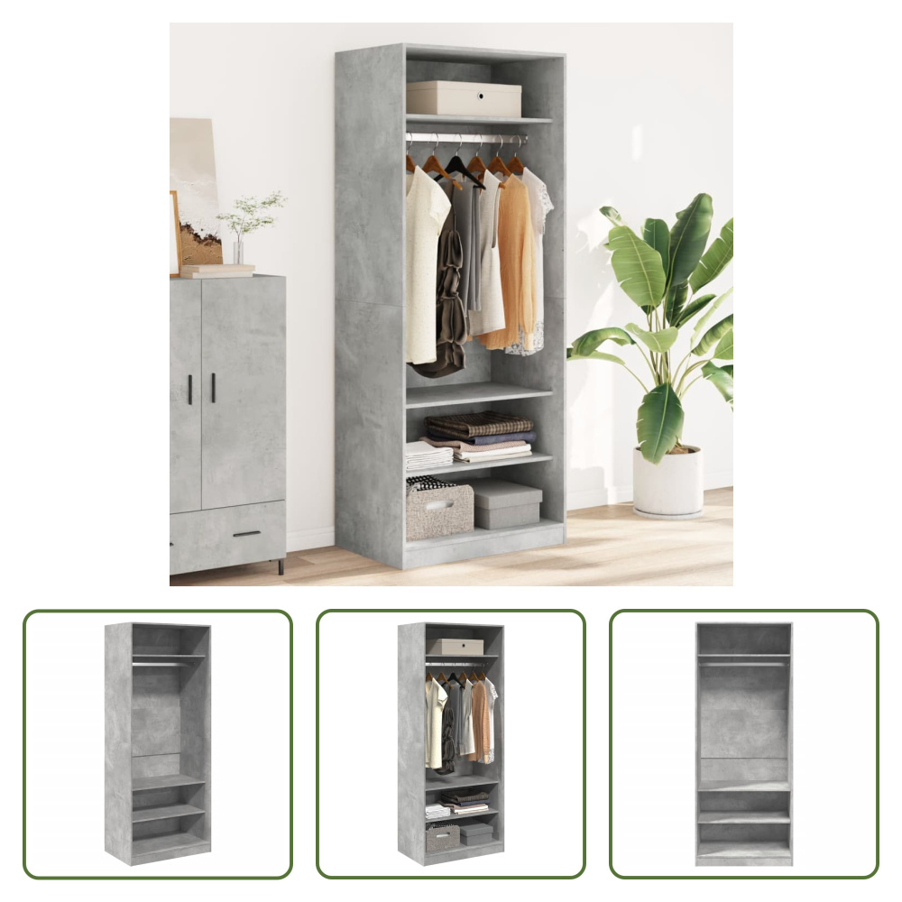 The Living Store Szafa betonowa szara 80x50x200 cm materiał drewnopochodny
