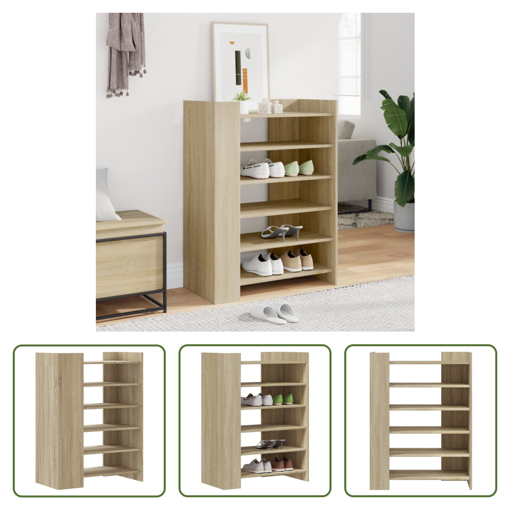 The Living Store Szafka na buty dąb sonoma 74,5x37,5x100 cm Materiał drewnopochodny