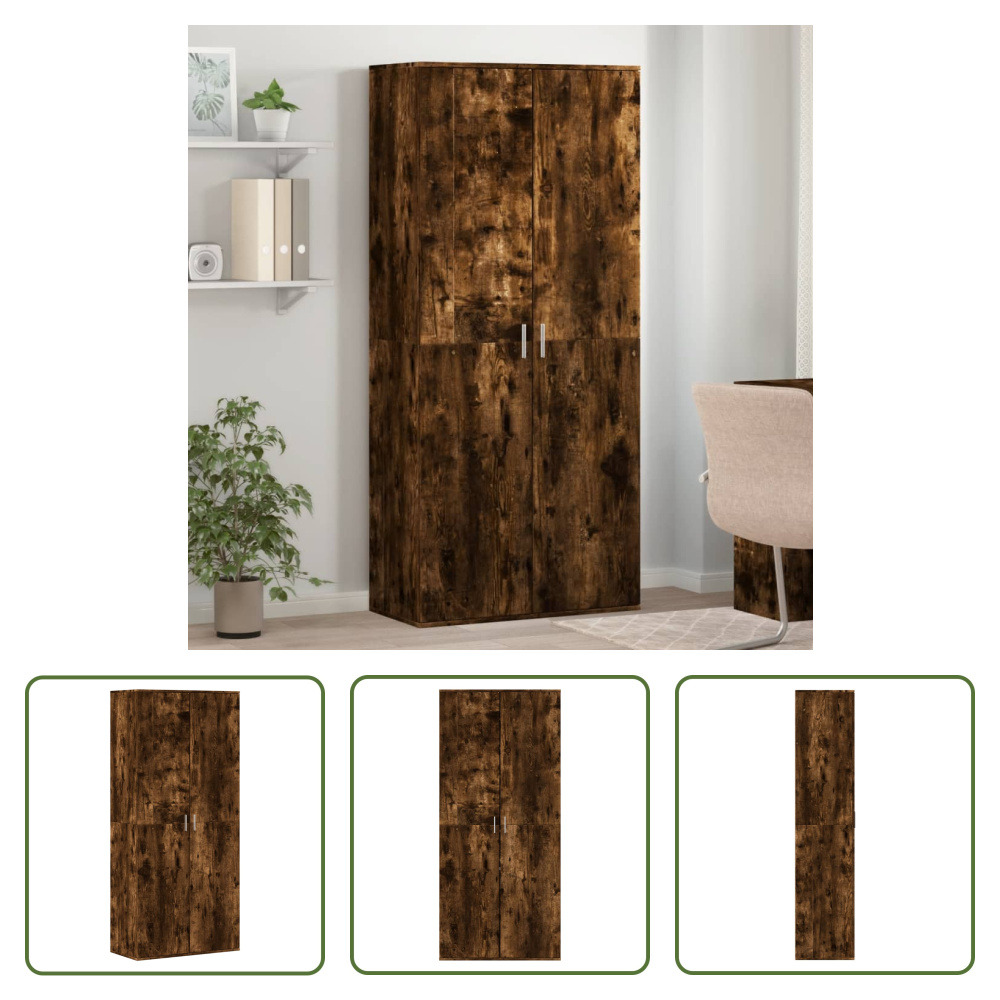 The Living Store Szafka na buty dąb wędzony 80x39x178 cm Materiał drewnopochodny