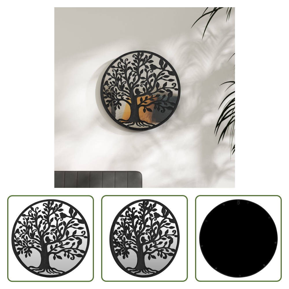 The Living Store Lustro czarne 40x2,5 cm żelazne okrągłe do użytku wewnątrz pomieszczeń