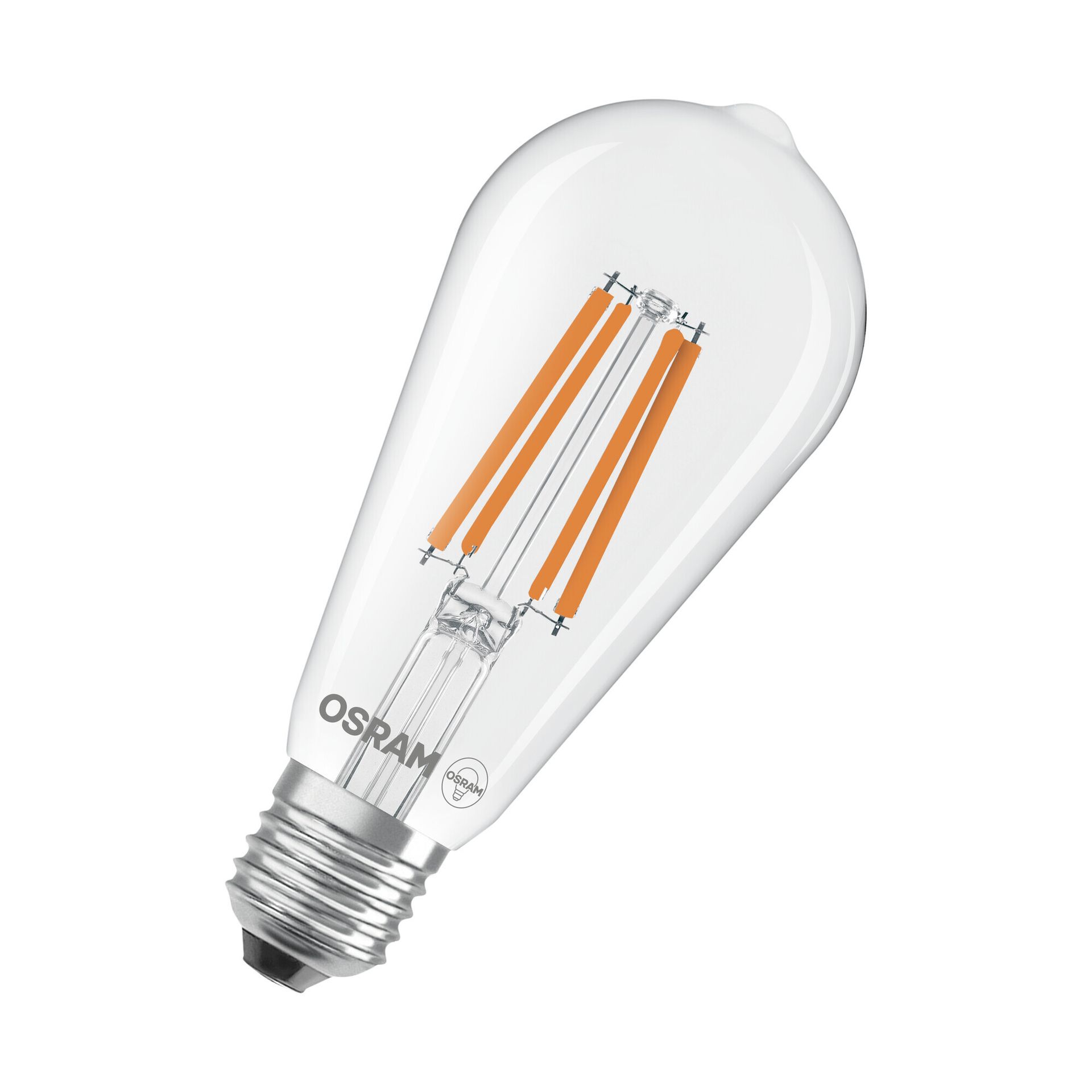 Żarówka LED OSRAM w klasycznym kształcie kuli, z dekoracyjnym żarnikiem LED w matowej obudowie, klasa efektywności energetycznej A, E27, 7,2 W, 1521 lm, 2700 K, ciepła biel. Bez nagrzewania, 100 % światła natychmiast.
