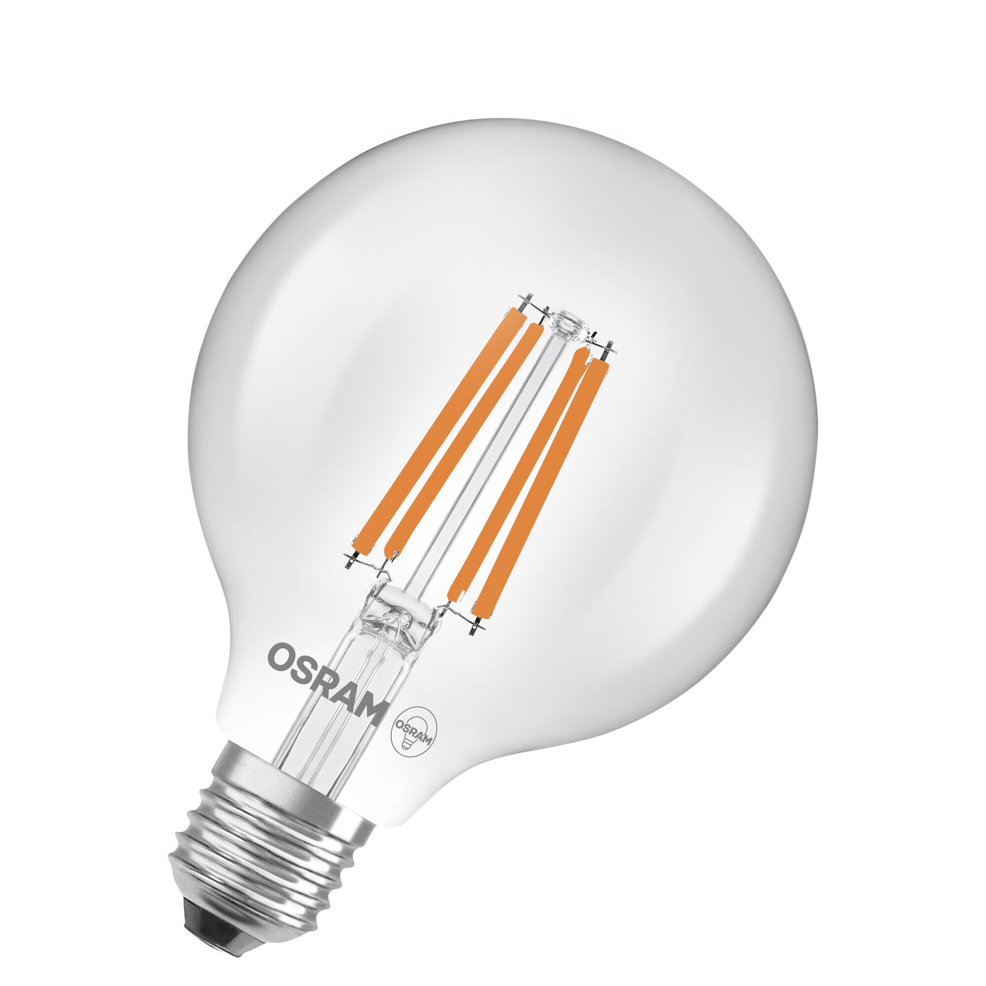 Żarówka LED OSRAM w klasycznym kształcie Edisona, z dekoracyjnym żarnikiem LED, klasa efektywności energetycznej A, E27, 5 W, 1055 lm, 4000 K, chłodna biel. Nie nagrzewa się, 100 % światła natychmiast. Niski poziom migotania.
