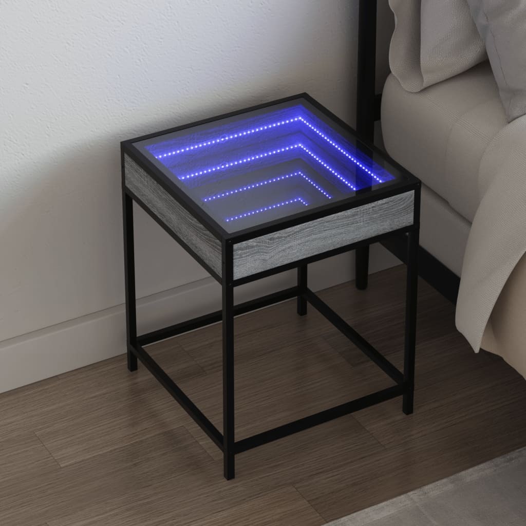 vidaXL Szafka nocna z Infinity-LED szara Sonoma 40x40x51 cm