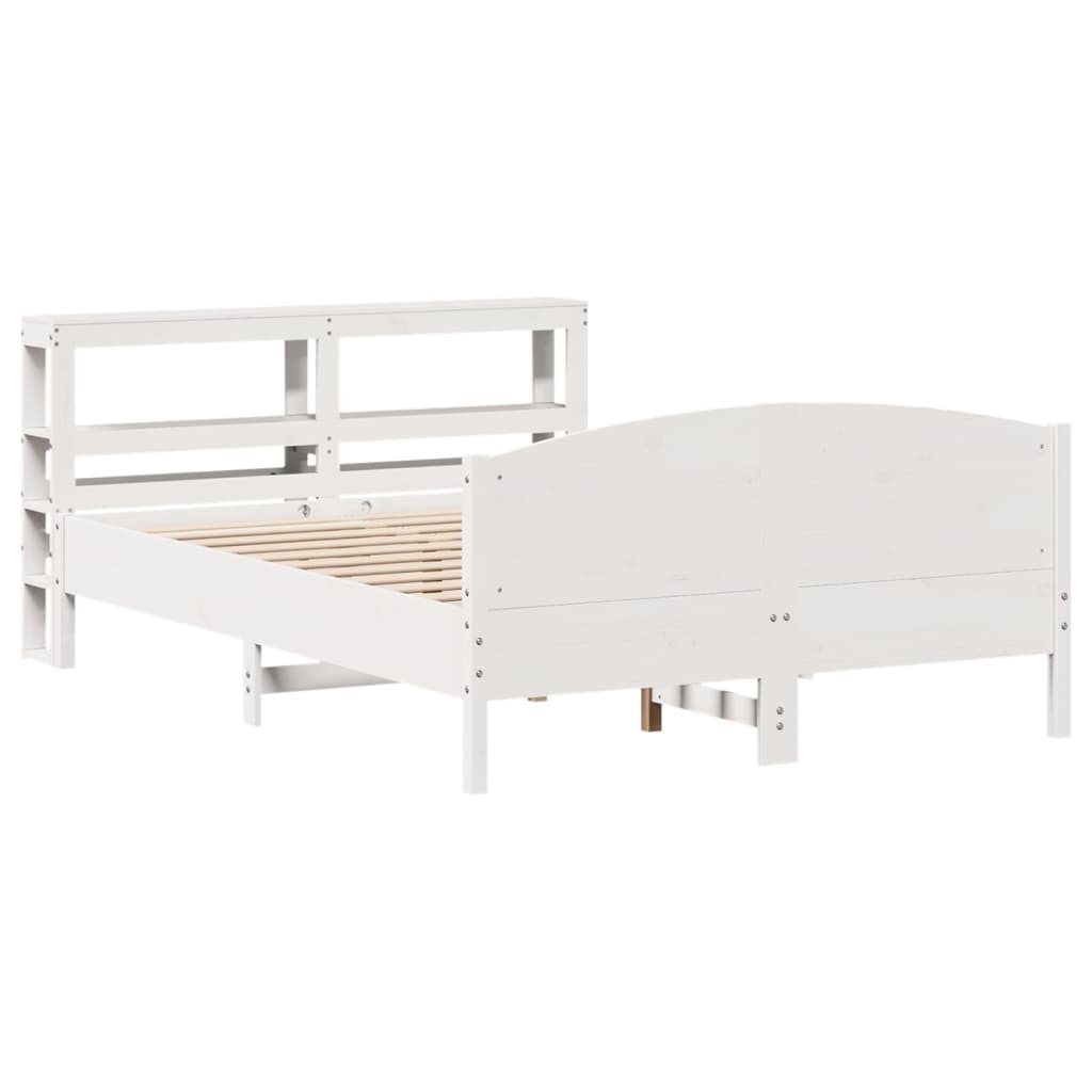 vidaXL Łóżko z litego drewna bez materaca białe 135x190 cm drewno sosnowe