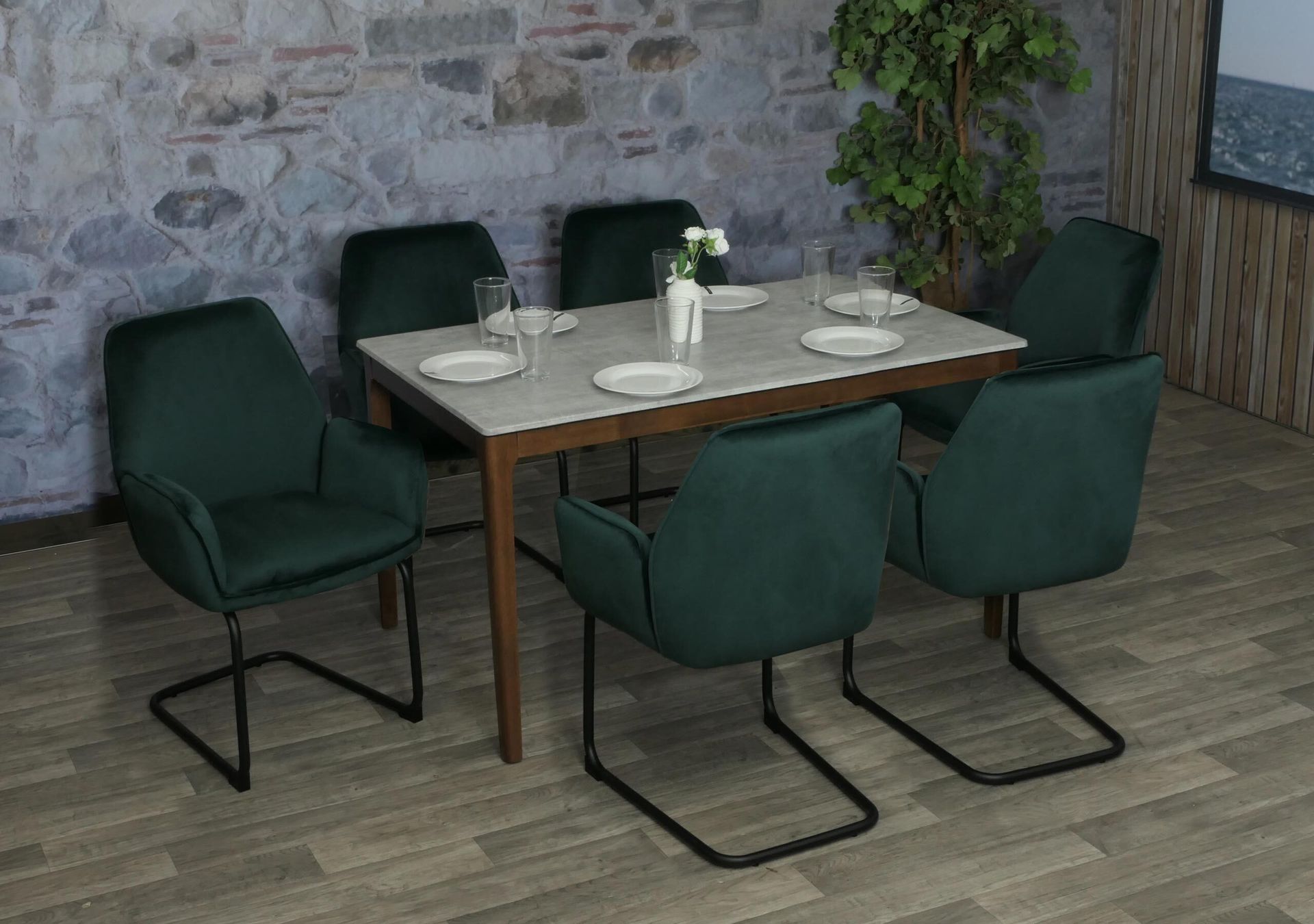 zestaw 6 krzeseł wspornikowych HWC-G67, krzesło do jadalni, krzesło kuchenne, tkanina/tekstylia Oeko-Tex MVG ~ Zielony