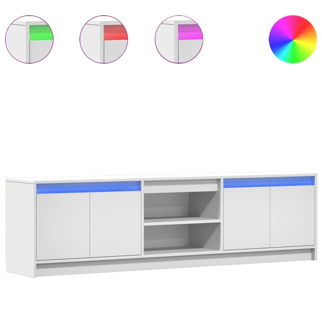 vidaXL Szafka pod telewizor z oświetleniem LED Biała 180x34x50 cm Materiał drewnopochodny