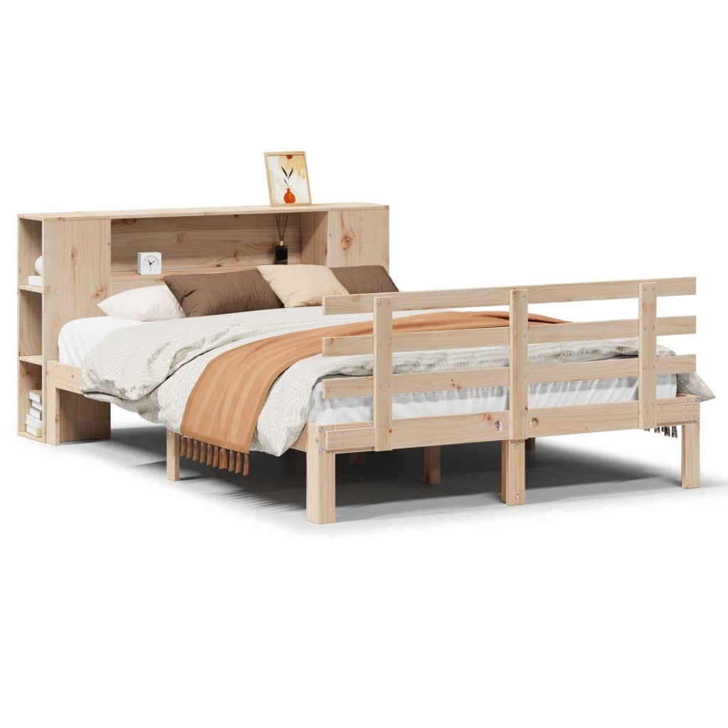 vidaXL Łóżko z litego drewna z półką bez materaca 150x200 cm sosna