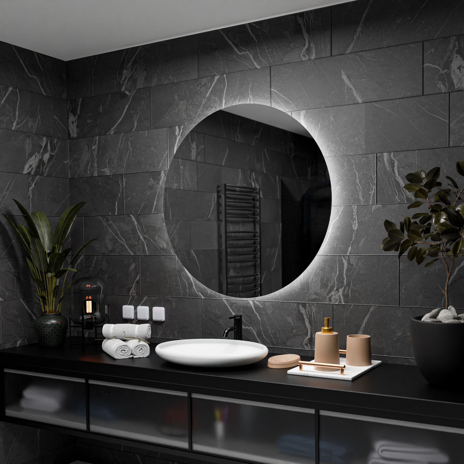 Okrągłe lustro łazienkowe z podświetleniem LED - Bali - 50x50cm