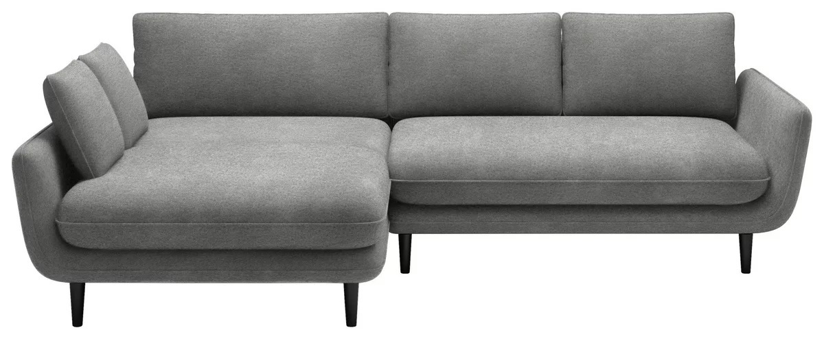 DOMO-HOME Narożnik z funkcją spania SOLANO - Elegancki skandynawski narożnik 260x167cm| Skrzynia na pościel i drewniane nóżki dla wygody i stylu Wysokiej jakości materiały Kolor jasnoszary Lewy