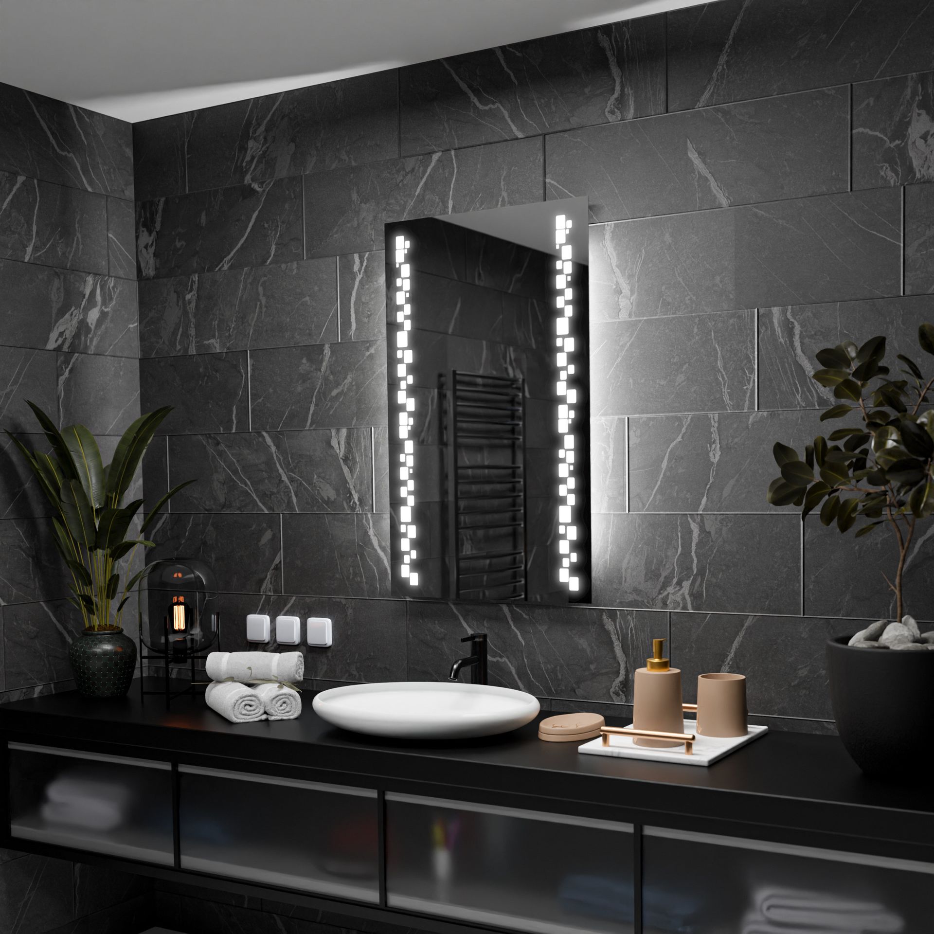 Prostokątne lustro łazienkowe z podświetleniem LED - Detroit - 70x90cm