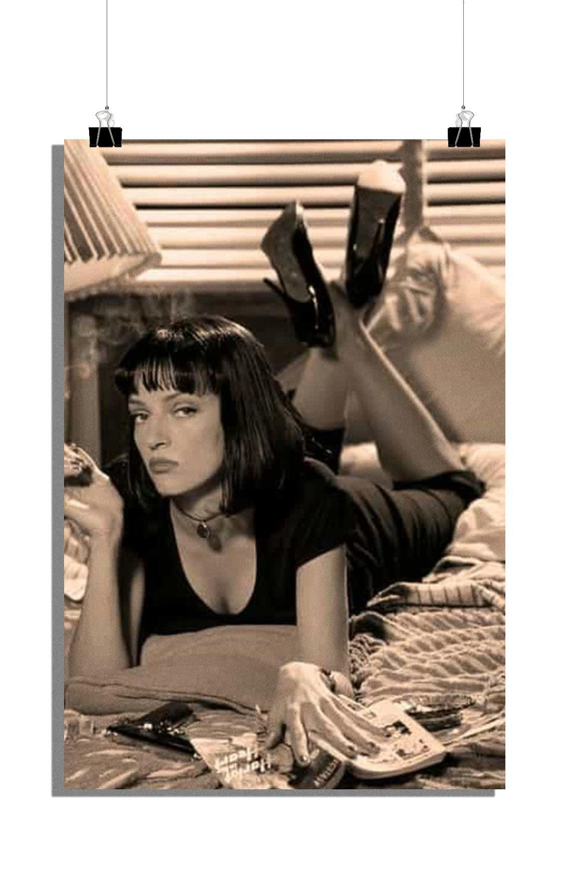 Plakat Pulp Fiction - Plakat Uma Thurman - Plakat filmowy - Plakat sepia - 51x71cm - Idealny do oprawienia w ramkę