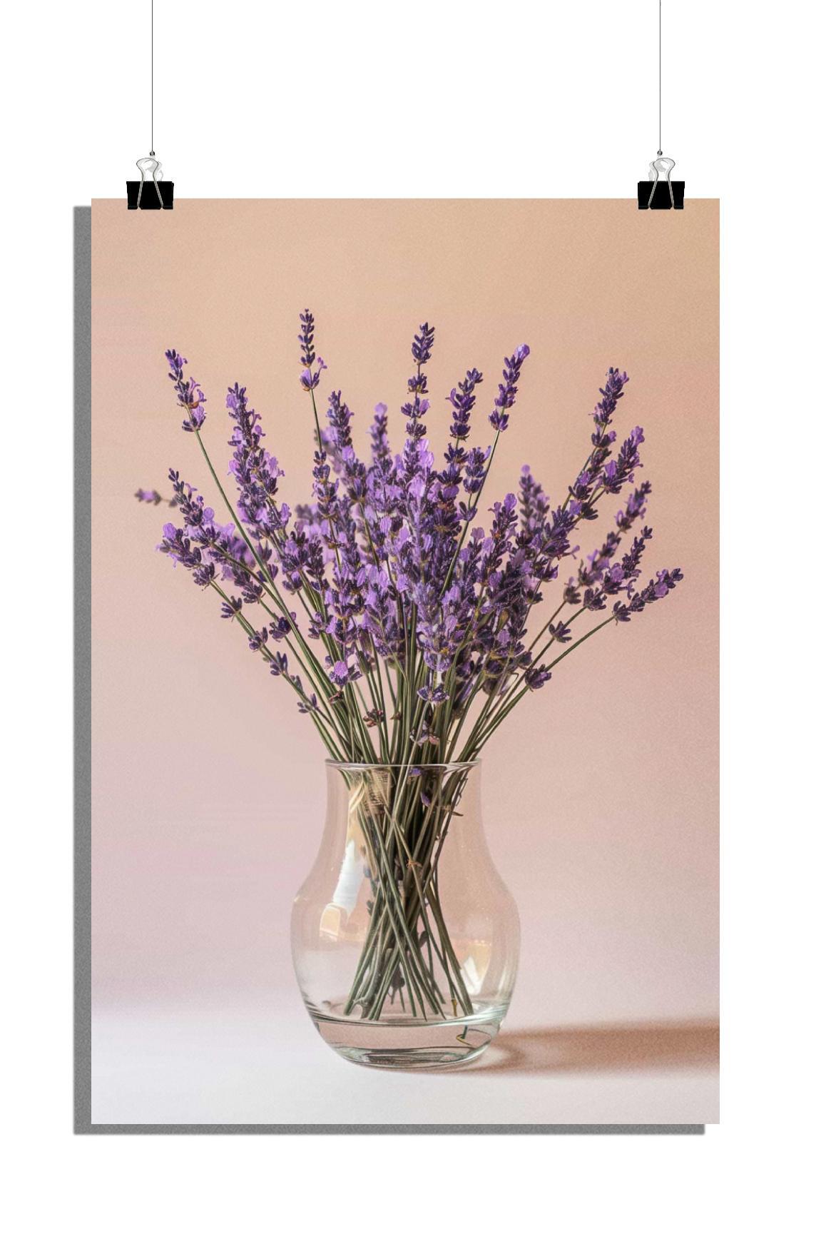Plakat Kwiaty Lawendy - Plakat Wazon - Plakat Kwiaty - Plakat Artystyczny - 51x71cm - Idealny do oprawienia w ramę