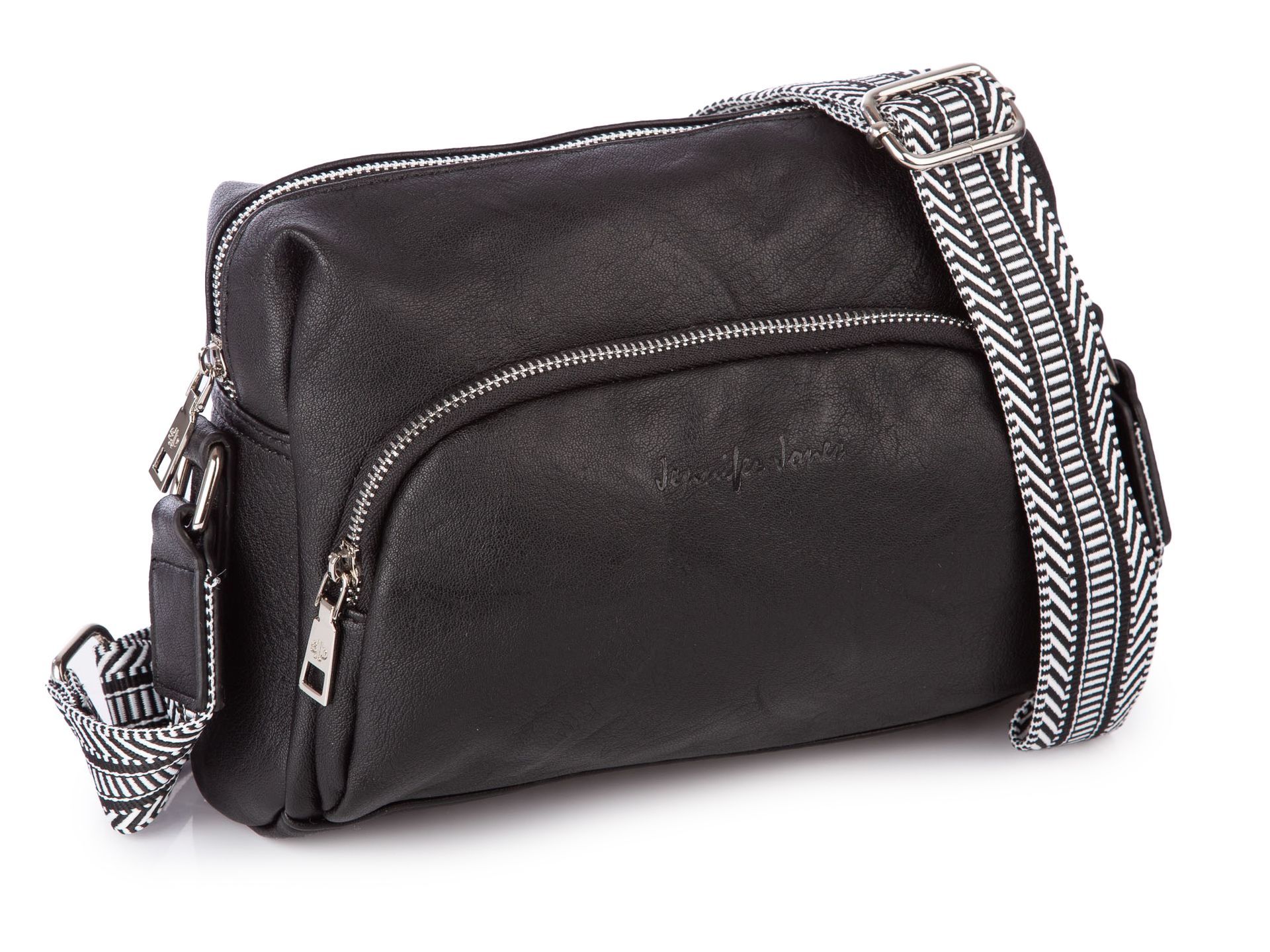 Torebka damska na ramię średnia mała miejska wygodna z miękkiej skóry ekologicznej Jennifer Jones Czarna Modna