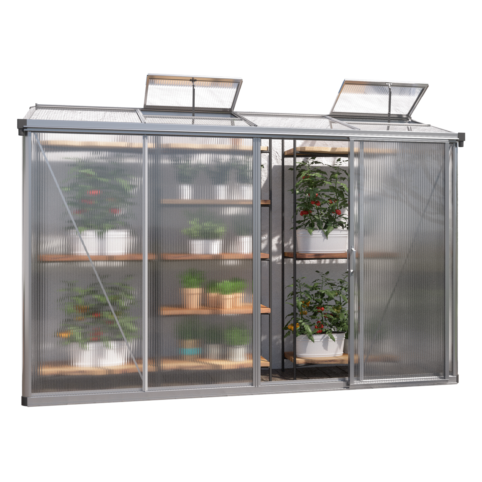 GFP szklarnia Adena 14 szklarnia przyścienna rama aluminiowa - 294x77 cm - grube panele poliwęglanowe ok. 10 mm