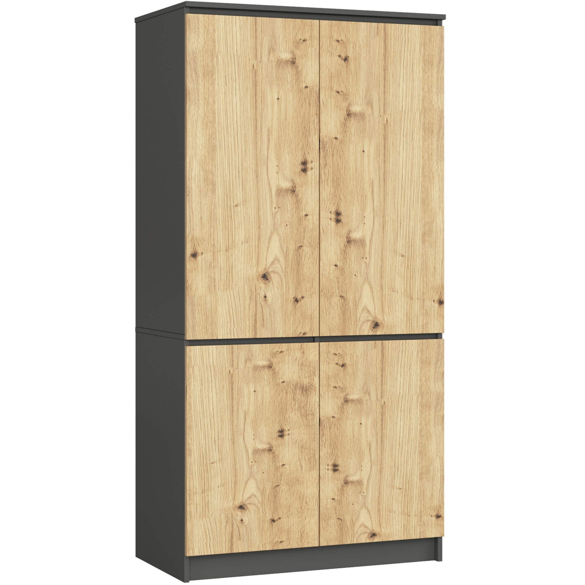 Szafa S90 4 drzwi AKORD Grafit Szary, Dąb Artisan 90x51x180 cm