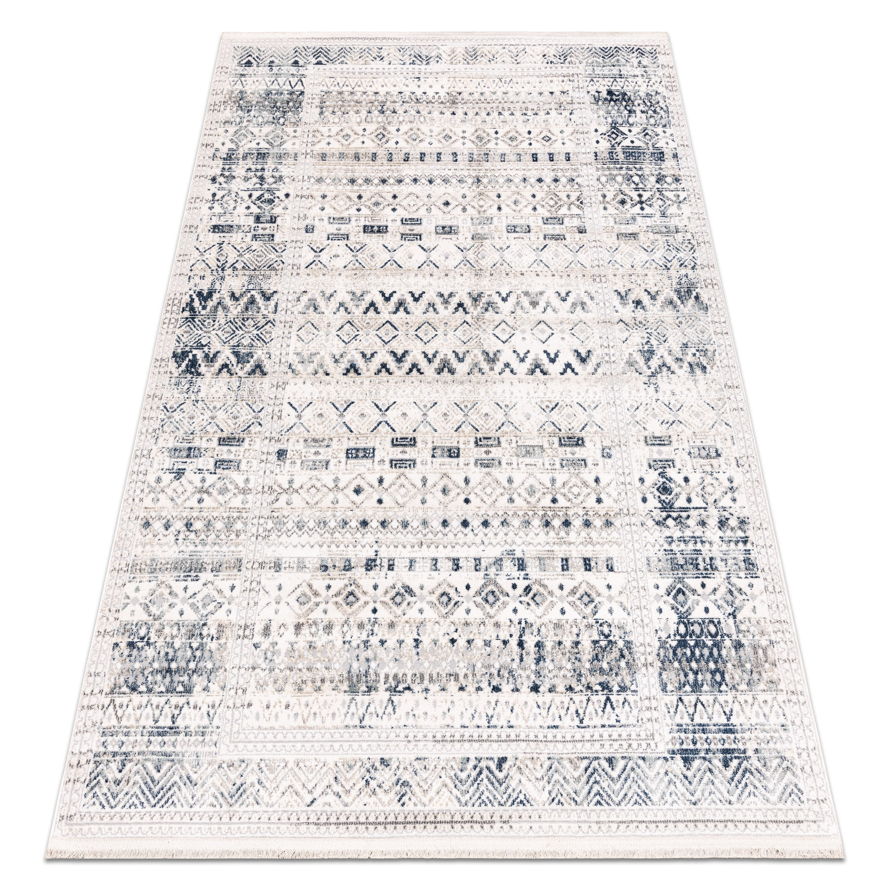 Dywan DISTIN 0833A granatowy / / biały nowoczesny - Boho, vintage, frędzle niebieski 200x290 cm