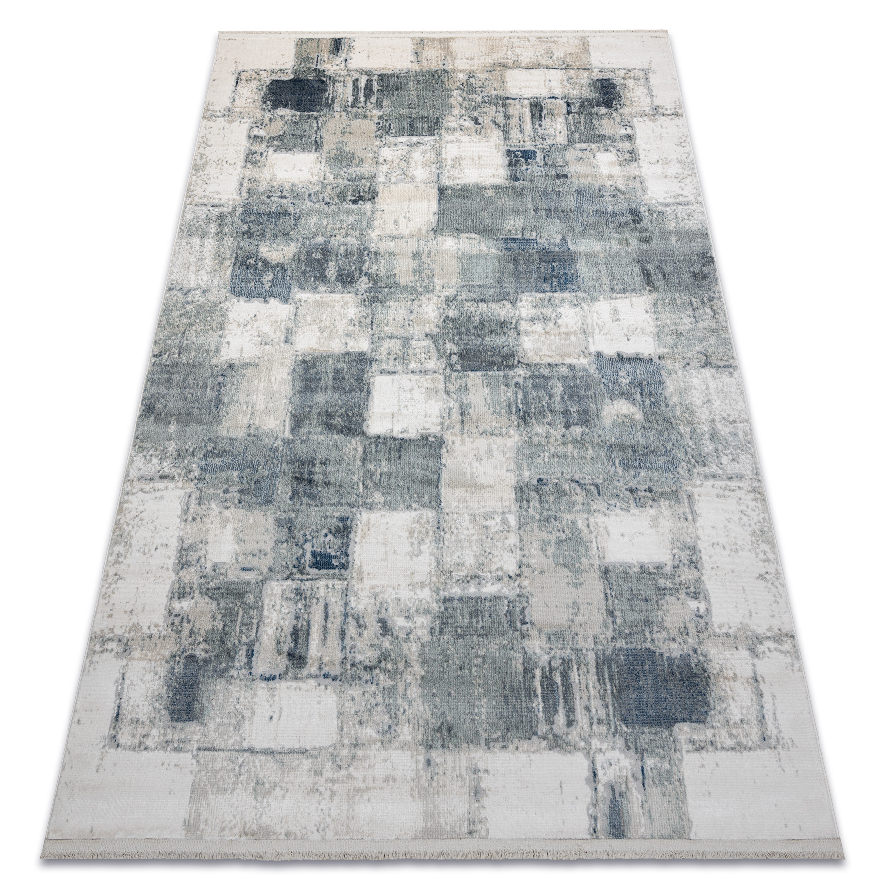 Dywan DISTIN 0143A granatowy / / biały nowoczesny - Geometryczny, vintage, frędzle niebieski 160x230 cm