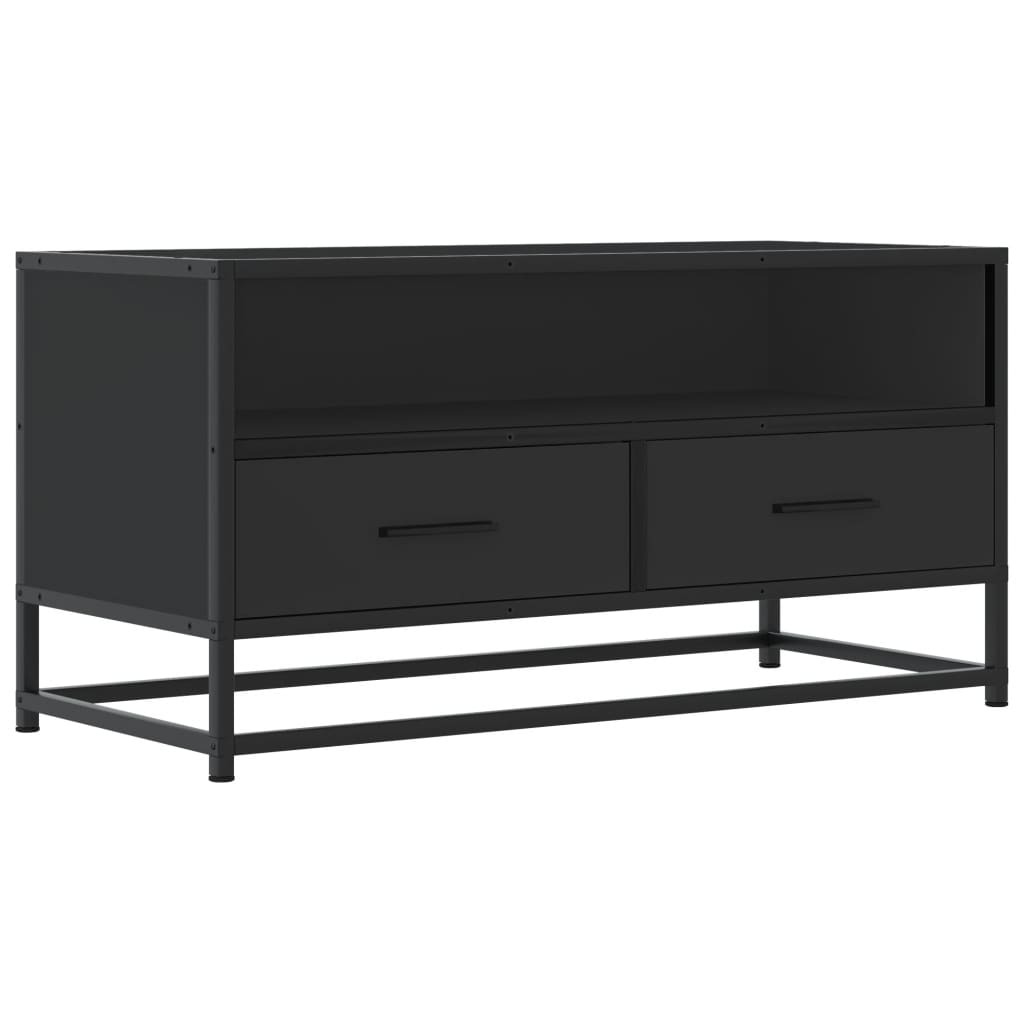 vidaXL Szafka pod TV czarna 80x34,5x40 cm materiał drewnopochodny i metal