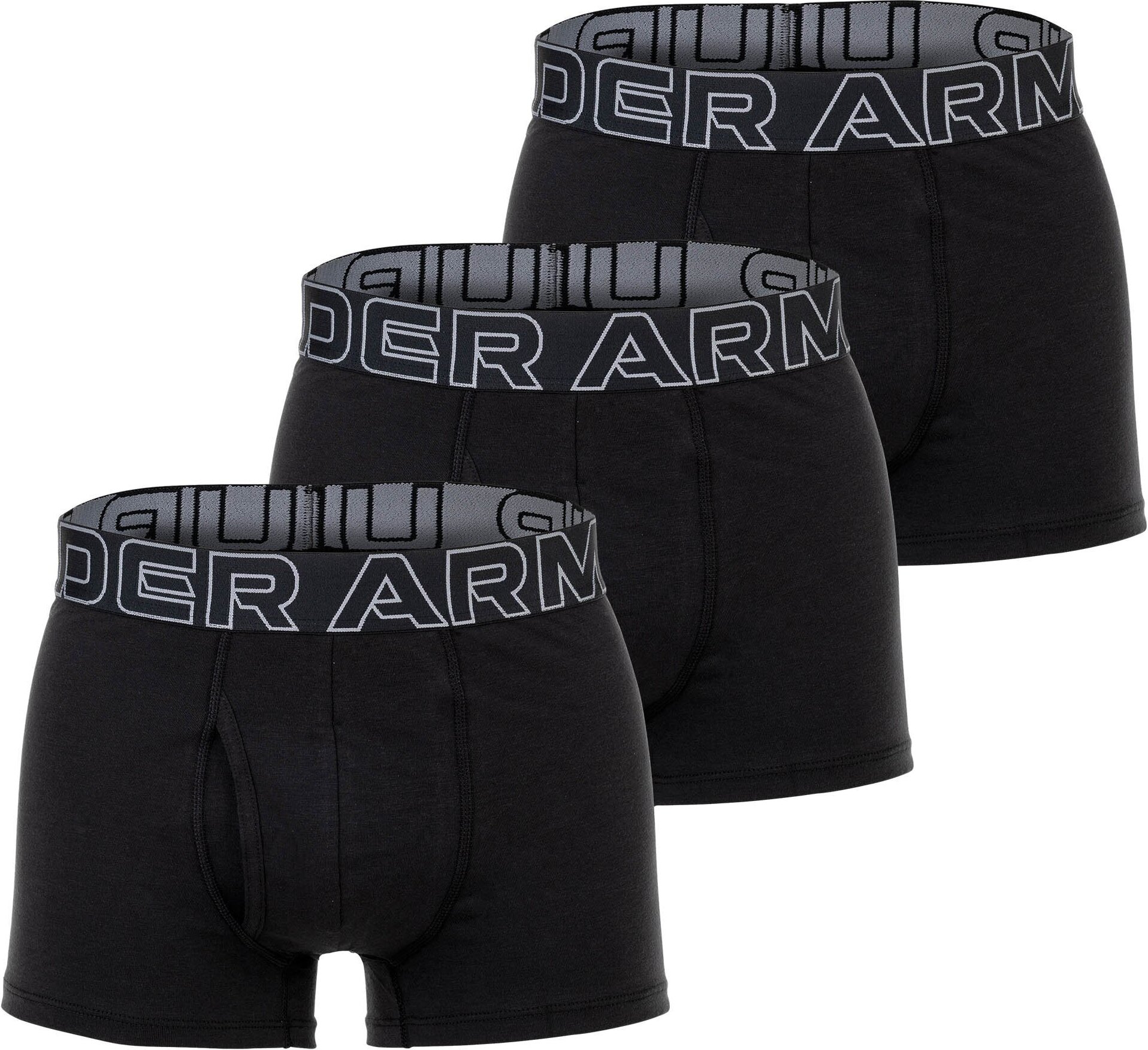 UNDER ARMOUR bokserki męskie, 3-pak - Performance Bawełna Trunks, stretch, mieszanka bawełny, jednolity kolor czarny XL