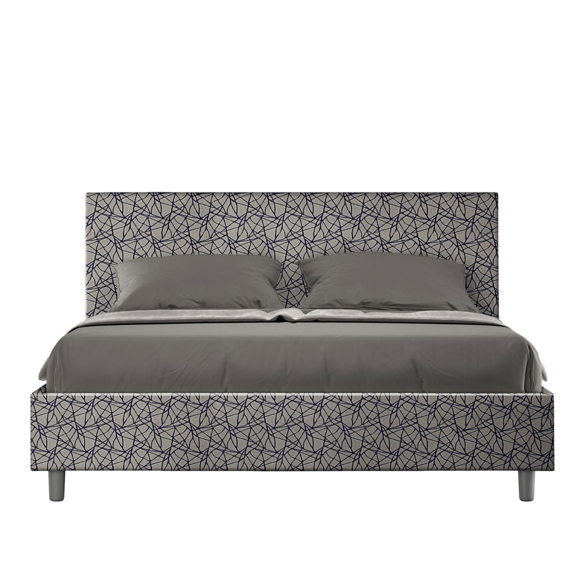 Łóżko tapicerowane 160x190 w niebieskiej tkaninie Adele z okresu 09