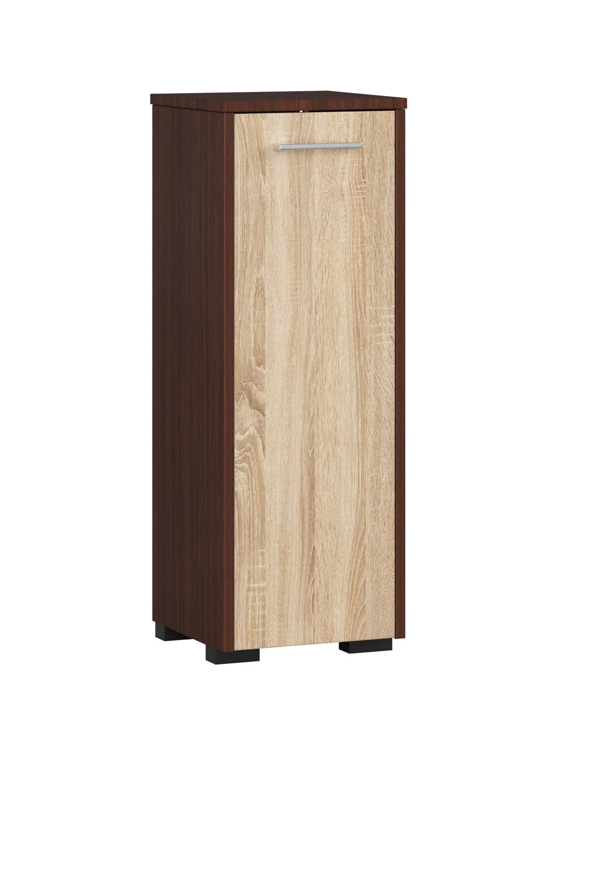 Szafka łazienkowa wolnostojąca: jedne drzwiczki, dwie półki, kolor: wenge dąb sonoma, wymiary mebla: szer. 30 cm, wys. 82 cm, gł. 30 cm