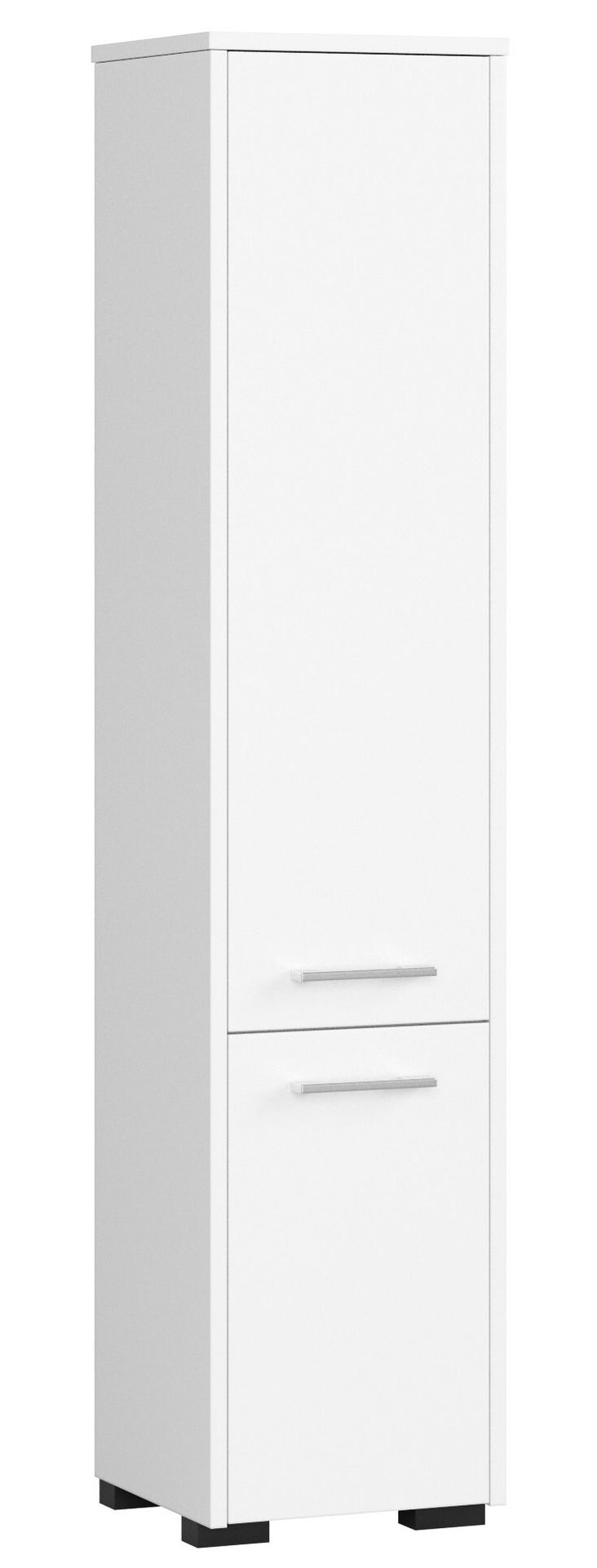 Szafka łazienkowa wolnostojąca: dwoje drzwi, pięć półek, kolor: biały, wymiary mebla: szer. 30 cm, wys. 140 cm, gł. 30 cm