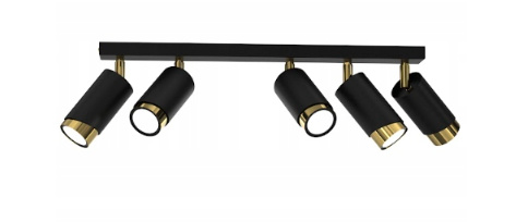 EWILIGHT Lampa sufitowa regulowana listwa tuba eye 5xGU10 czarny/złoty