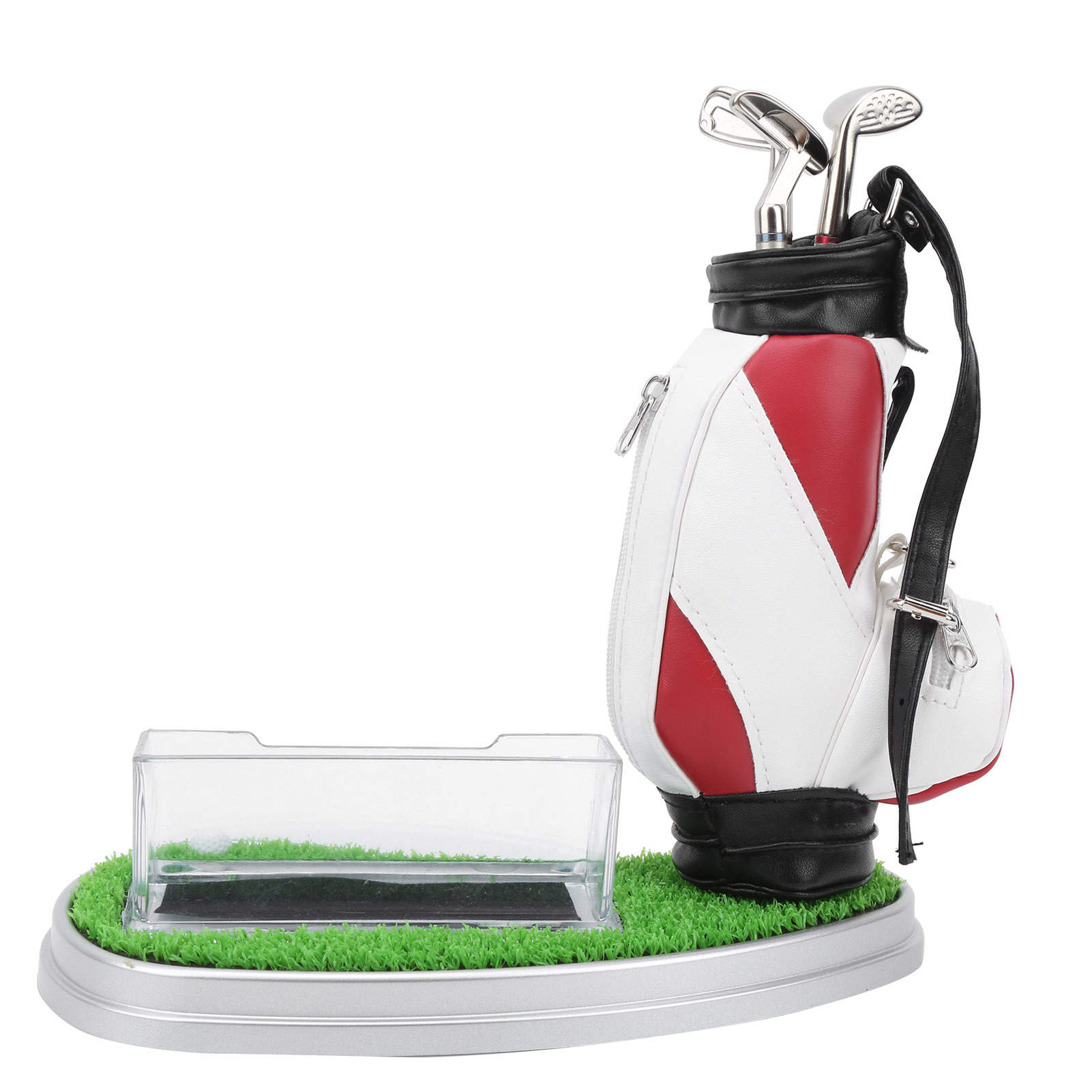 Uchwyt na długopisy golfowe, uchwyt na mini długopisy golfowe, dekoracja na biurko mini golf, uchwyt na długopisy golfowe z zegarem, zestaw etui na długopisy golfowe, dekoracja na biurko golfowe